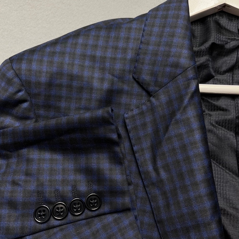 Emporio Armani blazer G Line Blue Black Super 130s Wool Check 54(40R) Sport coat